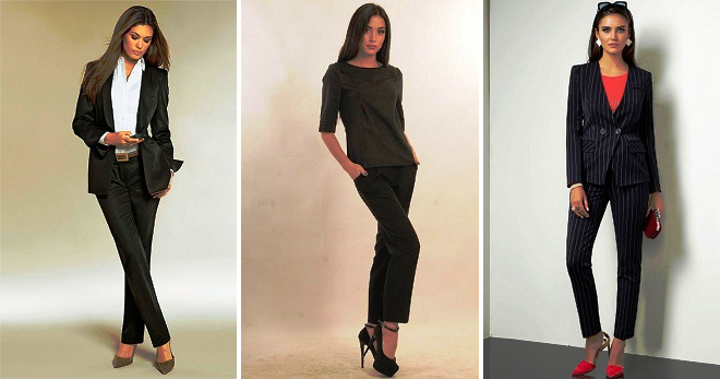 Женский черный костюм – с чем носить и как создать стильный образ?