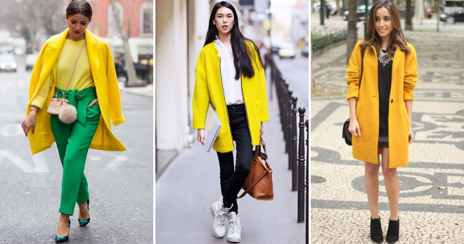 С чем носить желтое пальто – правила создания яркого образа