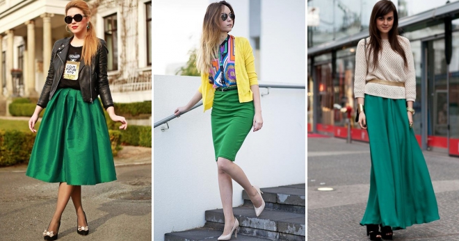 С чем носить зеленую юбку – модные советы на все случаи жизни