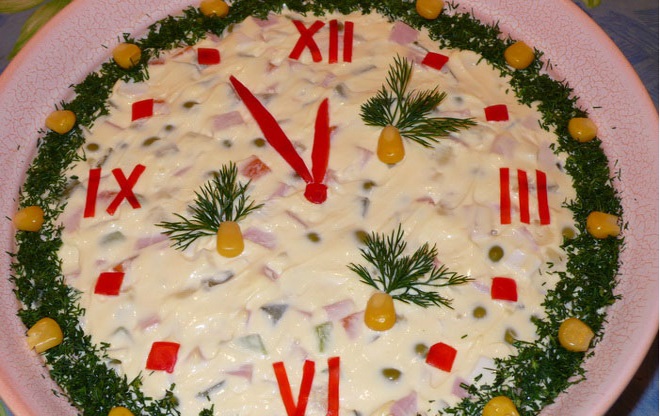 как украсить салаты на новый год