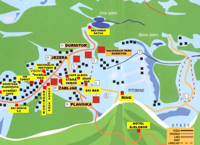 Карта трасс горнолыжного курорта Жабляк