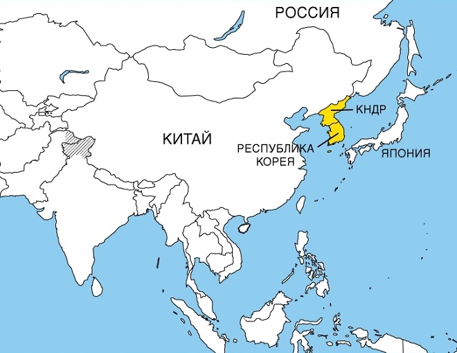 Корея на карте мира