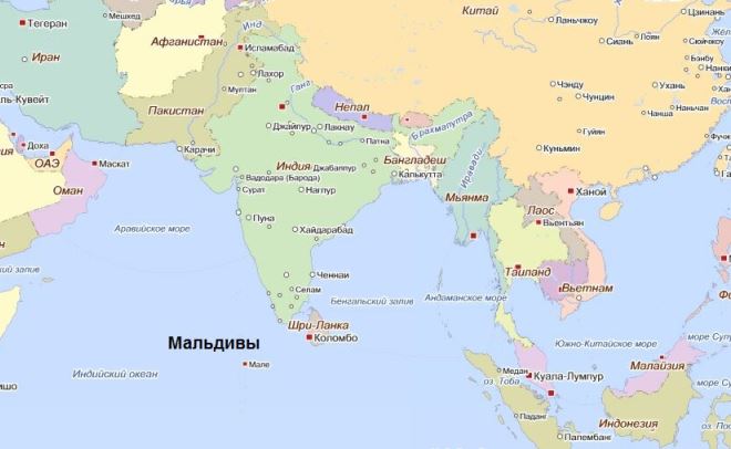 Мальдивы на карте мира