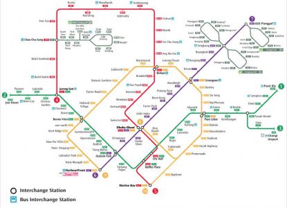 Карта метрополитена в Сингапуре