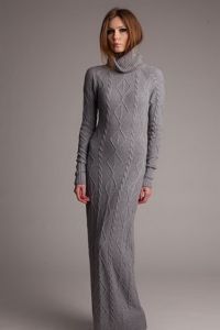Длинное вязаное платье 4
