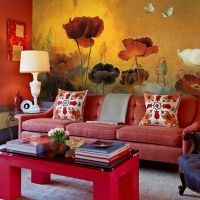интерьер гостиной в красном цвете 2