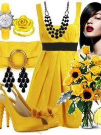 с чем носить желтое платье 7