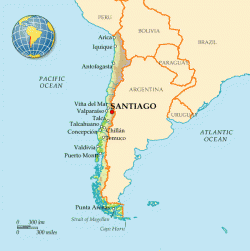 Сантьяго на карте Чили