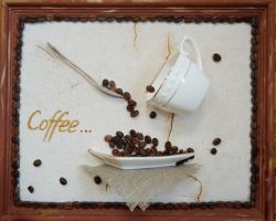 Картина из кофейных зерен для украшения кухни