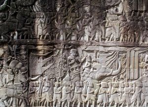 Деяния короля Джаявармана VII в барельефе храма