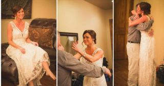 35 трогательных фото пап, которые впервые увидели дочерей в свадебном платье
