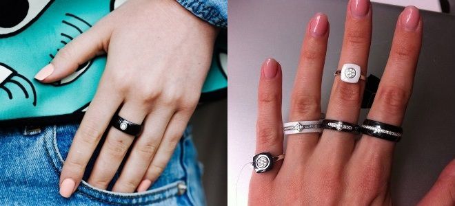 керамическое кольцо с бриллиантом