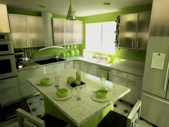 Зеленая кухня по фен шуй 