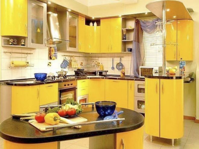 Желтого цвета кухня по фен шуй 
