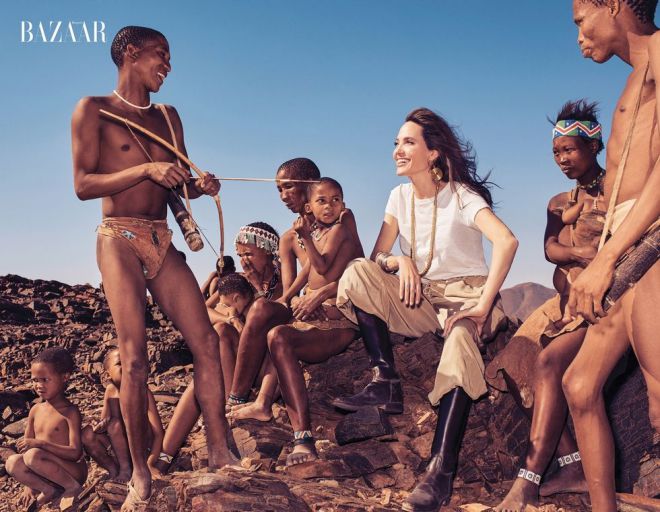 Актриса с племенем из Намибии