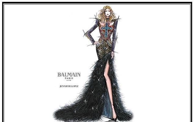 Платье Джей Ло от бренда Balmain
