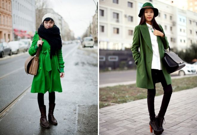 шапка к зеленому пальто