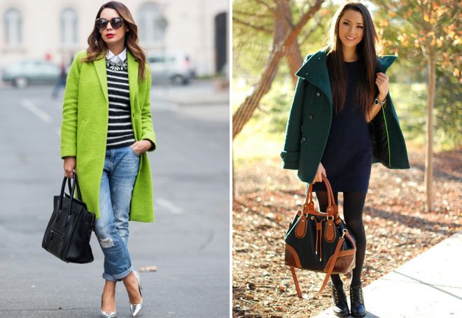 женское зеленое пальто