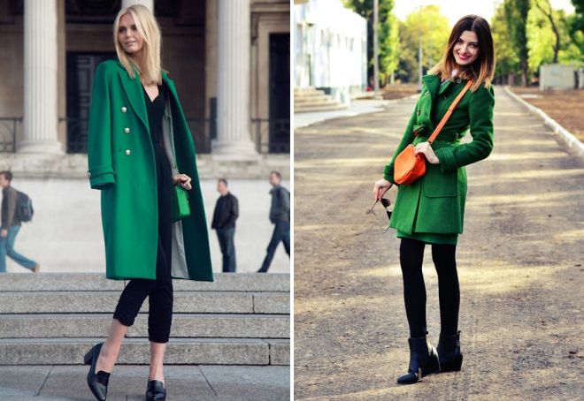 пальто зеленого цвета