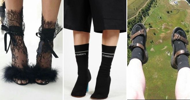Черные носки с сандалиями идеи