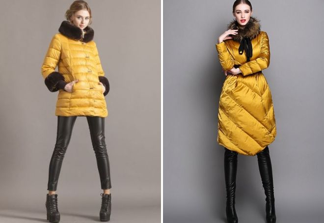 желтое женское пальто