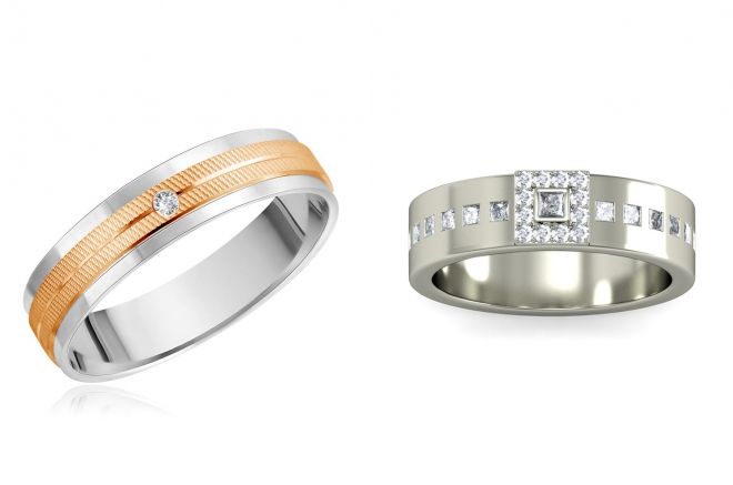 венчальные кольца с бриллиантом