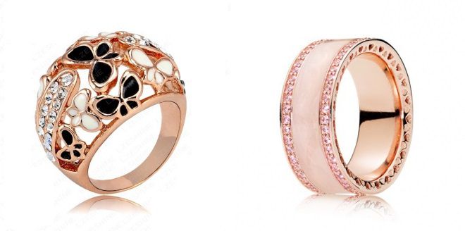 кольца с розовой эмалью 2018