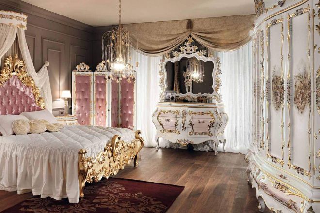 шторы в стиле барокко для спальни