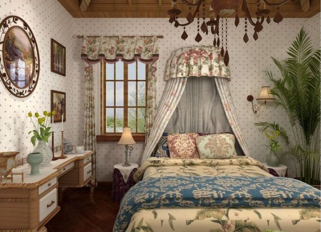 шторы для спальни в стиле кантри