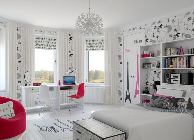 комната для девочки в стиле париж