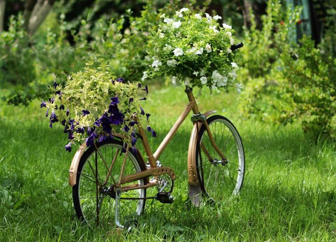 цветник из велосипеда