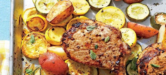 картошка с кабачками и мясом в духовке