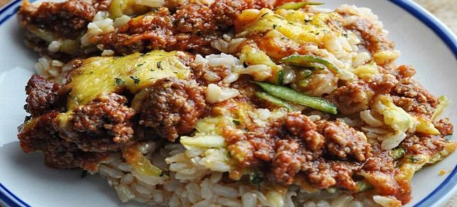 кабачки с мясом и рисом в духовке