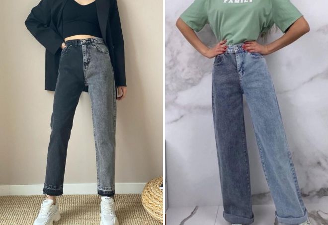двухцветные женские джинсы