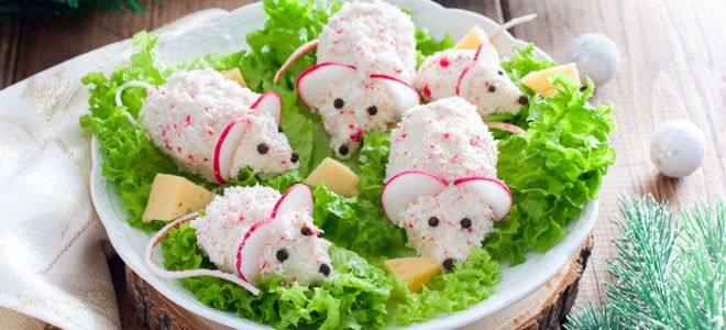 новогодний салат мышка