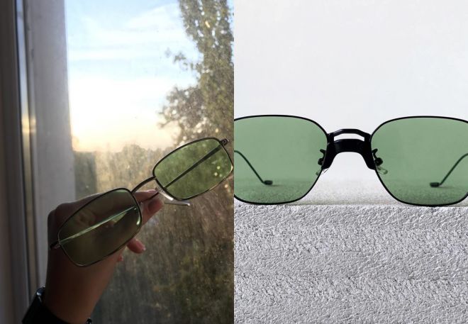 очки с зелеными стеклами