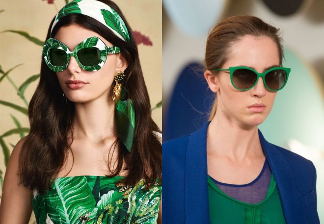 очки с зеленой оправой