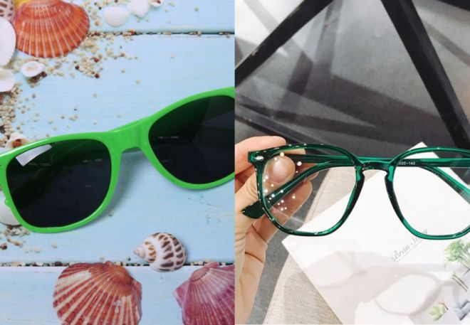 солнцезащитные очки в зеленой оправе