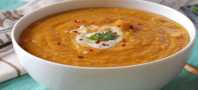 крем суп из тыквы с чечевицей рецепт