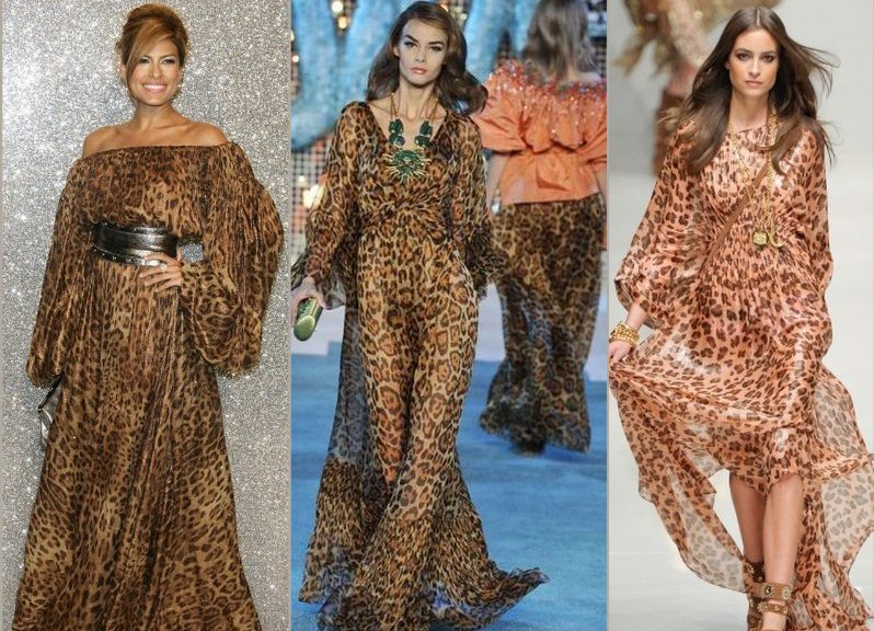 леопардовое платье в пол 
