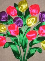 Вышивка лентами - тюльпаны
