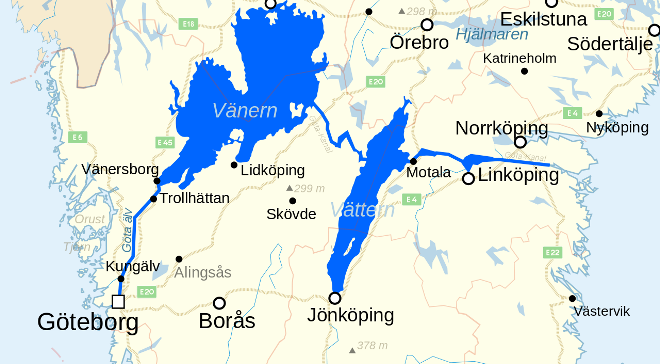 Гёта-канал на карте Швеции