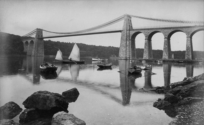 Первоначальный вид моста через Менай. Фото начала XX века