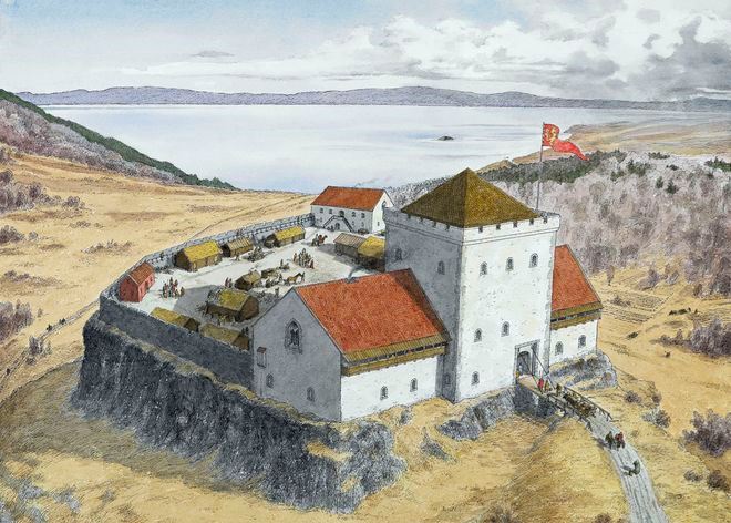 Старинное изображение замка Сверресборг