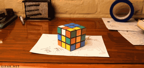 Нарисованный кубик Рубика