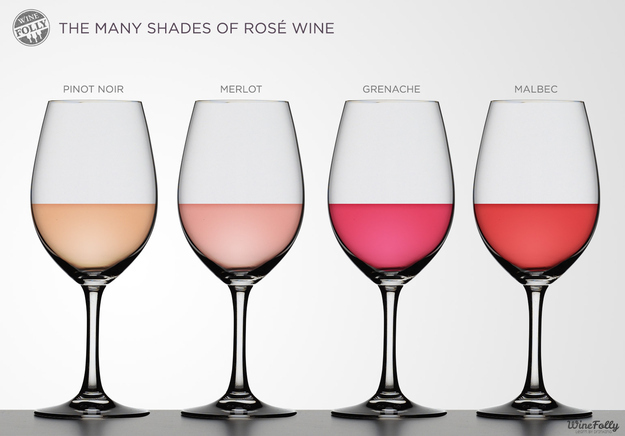Чем дольше кожура винограда остаётся в вине тем темнее получается розовое вино