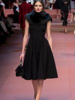 Платье с мехом – модные фасоны с оригинальной отделкой