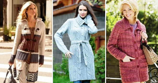 Вязаное пальто – 40 стильных женских образов в вязаном пальто