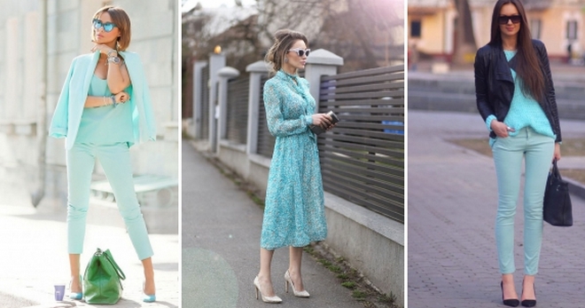 Модный цвет Тиффани – сочетание цветов Tiffany в одежде, белье, платье,юбка, маникюр, обувь, украшения в цвете Тиффани