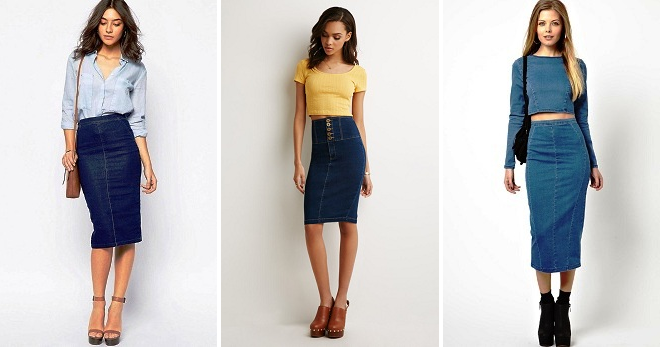 Джинсовая юбка-карандаш – с чем носить и как создавать стильные образы?